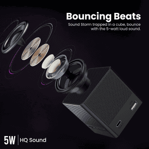 Portronics Bounce 2 Speaker | 5W | 5 Hours Playback | Type C Charging | Black