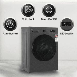 LG Fully Automatic Front Load Washing Machine | 8 kg | In-built Heater | Grey Black | FHB1208Z4M