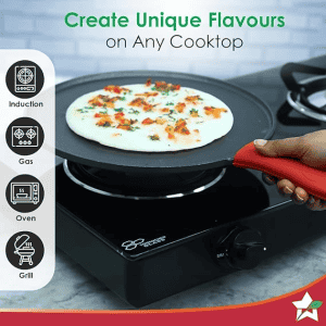 Wonderchef Forza Cast Iron 27 cm Dosa Tawa Pan | Pre Seasoned Cookware | 4 mm | Induction Friendly