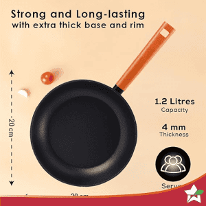 Wonderchef Caesar Forged Virgin Aluminium Fry Pan | 1 L | 20 cm | Black