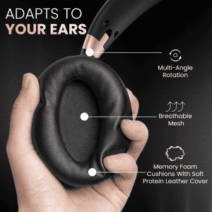 Portronics Muffs M3 Over Ear Headphones | 40 Hour Playtime | Foldable Design | Type C Fast Charging | Black