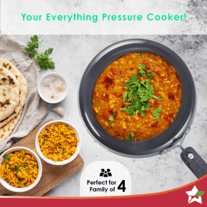 Wonderchef Taurus Hard Anodized Inner Lid Pressure Cooker | 3 L | Black