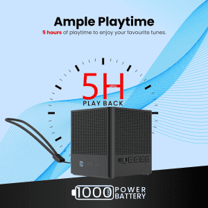Portronics Bounce 2 Speaker | 5W | 5 Hours Playback | Type C Charging | Black