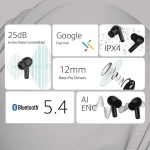 Redmi Buds 5A True Wireless Earbuds | ANC | AI Powered ENC | V5.4  | Black