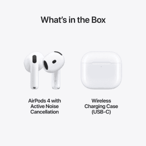 Apple AirPods 4 | Active Noise Cancellation | True Wireless | Bluetooth | White