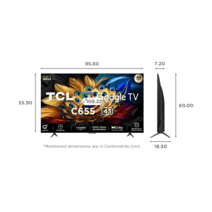TCL C655 QLED TV 4K Ultra HD Smart Google TV | 108 cm (43 inch) | Dolby Vision Atmos | 43C655