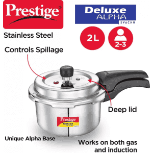 Prestige Deluxe Alpha Svachh Pressure Cooker | 2 L |  Outer Lid Induction Bottom | Stainless Steel |  20247
