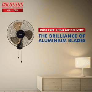 Usha Colossus Wall Fan | 400 mm | 3 Blade | Aluminium Blade | Golden