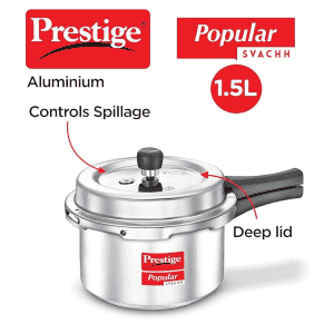 Prestige Popular Svachh Outer Lid Pressure Cooker  | 1.5 L | Aluminium | 10162