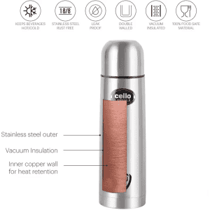 cello Lifestyle  Flask | 1000 ml | Thermal Jacket Stainless | Silver