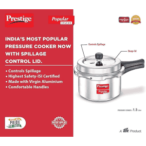 Prestige Popular Svachh Outer Lid Pressure Cooker  | 1.5 L | Aluminium | 10162