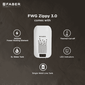 FABER FWG ZIPPY 3.0 Instant Water Geyser | 3 L | White