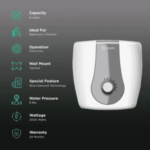 AO Smith Finesse Water Heater | 6 L | White