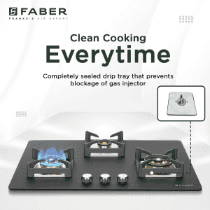 Faber HOB BELLA HT 753 BR AI FFD Automatic Hob | 3 Burner | Glass Top | Black