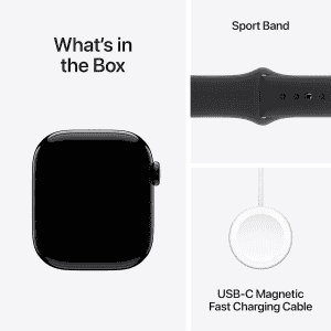 Apple Watch Series 10 | GPS | 42mm | M/L | Jet Black Aluminium with Sport Band | Black Strap | MWWF3HN/A