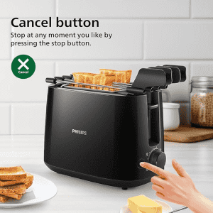Philips Daily Collection 2 Slice Pop Up Toaster | Integrated Bun Rack | 600 W | Black | HD2583/90