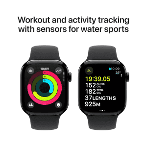 Apple Watch Series 10 | GPS | 42mm | M/L | Jet Black Aluminium with Sport Band | Black Strap | MWWF3HN/A