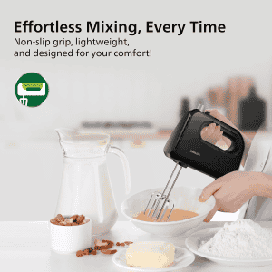 Philips 300 Watt Lightweight Hand Mixer Blender with 5 speed control settings | Black | HR3705/10