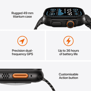 Apple Watch Ultra 2 | GPS | Cellular | 49mm | M/L | Black Titanium Case with Black Trail Loop | Black Strap | MX4V3HN/A