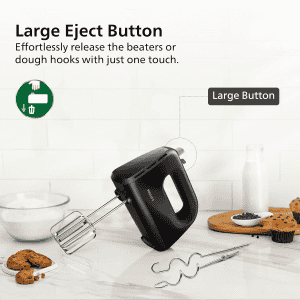 Philips 300 Watt Lightweight Hand Mixer Blender with 5 speed control settings | Black | HR3705/10