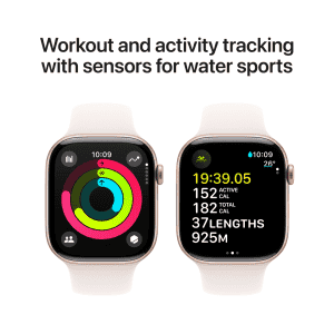 Apple Watch Series 10 | GPS | Cellular | 46mm | M/L | Rose Gold Aluminium Case with Light Blush Sport Band | Light Blush Strap | MWY73HN/A
