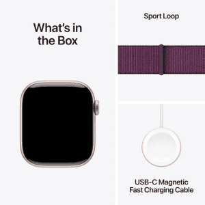 Apple Watch Series 10 | GPS | 42mm | Rose Gold Aluminium with Plum Sport Loop | Plum Strap