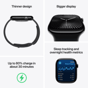 Apple Watch Series 10 | GPS | 42mm | Rose Gold Aluminium with Plum Sport Loop | Plum Strap