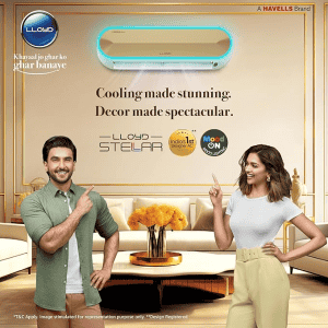 Lloyd Stellar 6 in 1 Convertible  | 1.5 Ton |  5 Star |  Split Inverter Mood Lighting | Door Open Alert |Smart 4-Way Swing | Direct Voice Command AC  Wi-fi Connect | White | GLS18V5FWGST