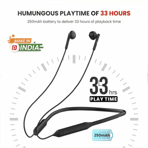 Portronics Harmonics Z5 Wireless Bluetooth Stereo Neckband | 33 Hour Playtime | 14.2mm Dynamic Driver | Black | POR 1774