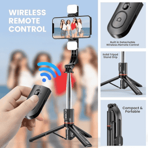 Portronics Lumistick Smart Selfie Stick | Bluetooth v 5.3 |  Black |  POR 2040