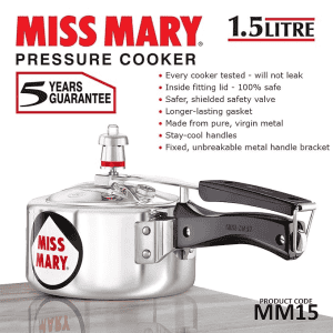 Hawkins Miss Mary Inner Lid Pressure Cooker | 1.5 L | Aluminium | Silver | MM15