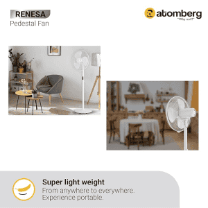 atomberg Renesa Swing Pedestal Fan | 400mm | Snow White | FG0212