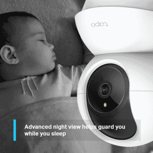 TP Link Tapo TC70 Home Smart Security Camera | Pan/Tilt Wi Fi 1080p 2MP | 360 Rotational Views | White
