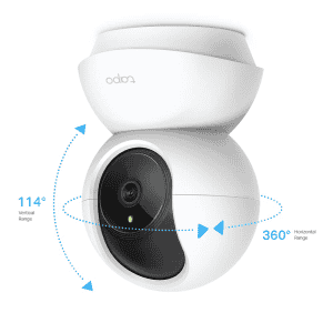 TP Link Tapo TC70 Home Smart Security Camera | Pan/Tilt Wi Fi 1080p 2MP | 360 Rotational Views | White