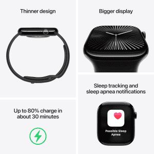 Apple Watch Series 10 | GPS | 46mm | S/M | Silver Aluminium with Denim Sport Band | Denim Strap