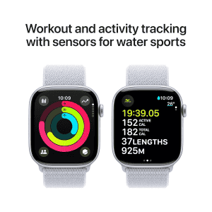 Apple Watch Series 10 | GPS | 46mm | Silver Aluminium with Blue Cloud Sport Loop | Blue Cloud Strap | MWWN3HN/A
