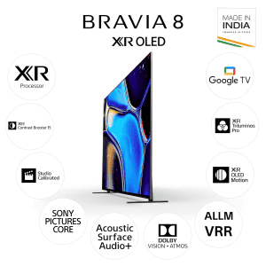 Sony BRAVIA 8 Series AI Smart QLED Google TV | 165 cm (65 inch) | 4K Ultra HD  | Black | K 65XR80