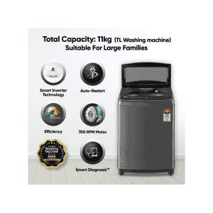 LG with Wi Fi Enabled Fully Automatic Top Load Washing Machine | 11 kg | Black | THD11SWM ABMQEIL