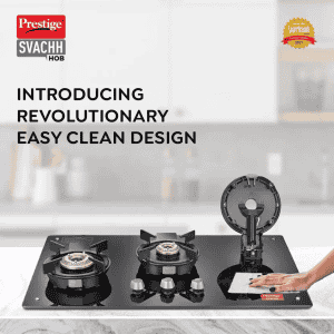 Prestige Svachh Hob PSVH 03 AI | Toughened Glass Hob Top Multi Spark Ignition System | 3 Brass Burner | Black | 40580
