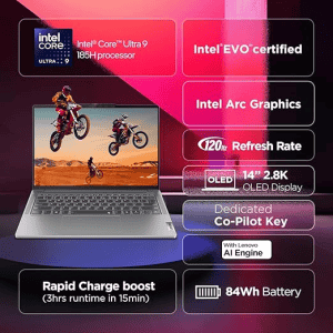 Lenovo IdeaPad Pro 5 |  Intel Core Ultra 9 185H |  2.8K OLED | 32 GB | 1 TB | 14 Inch | Arctic Grey | 83D2001GIN