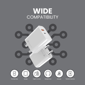 Portronics Adapto 45 | wide Compatibility | 20 Watt Fast Charger | White | POR 1445
