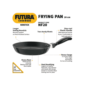 Hawkins Futura Nonstick Frying Fry Pan | 20 cm | Black | NF20