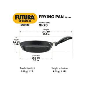 Hawkins Futura Nonstick Frying Fry Pan | 20 cm | Black | NF20