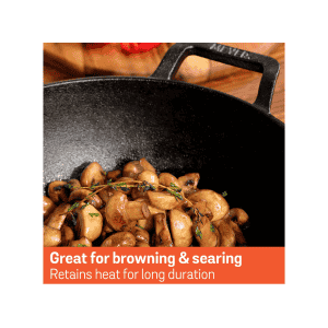 Meyer Pre Seasoned Cast Iron shallow Kadai | 30cm | Glass Lid | 48186 C