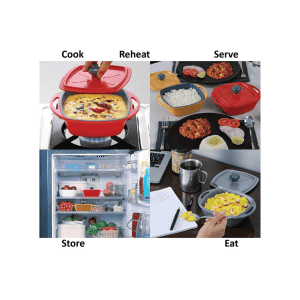 Hawkins Kitchen Gift Pack | 2.25 litre | 3 Pieces Set of Die Cast Square Mini Casseroles for Cooking | Red Yellow Grey | 23DGP