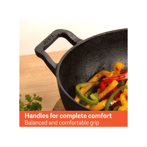 Meyer Pre Seasoned Cast Iron shallow Kadai | 30cm | Glass Lid | 48186 C