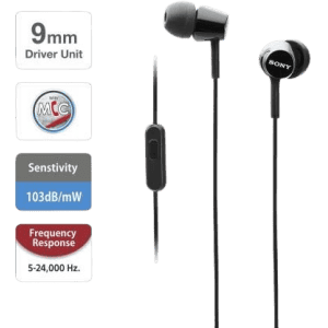 Sony in-Ear Wired Headphones with Mic | Hands-Free Call | MDR-EX155AP