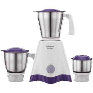 Preethi Crown MG-205 500 W Mixer Grinder with 3 Jars | White/Purple