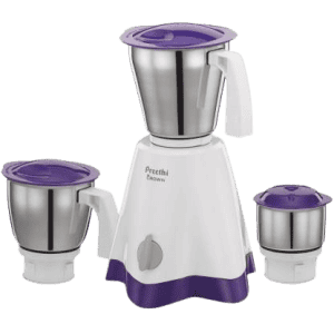Preethi Crown MG-205 500 W Mixer Grinder with 3 Jars | White/Purple