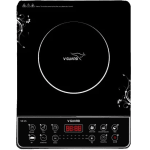V-Guard VIC 25 Induction Cooktop | 2000 W | Electric Induction Stove with Preset Indian Menu | Temperature Control | Push button | Auto cutoff | Polished Glass